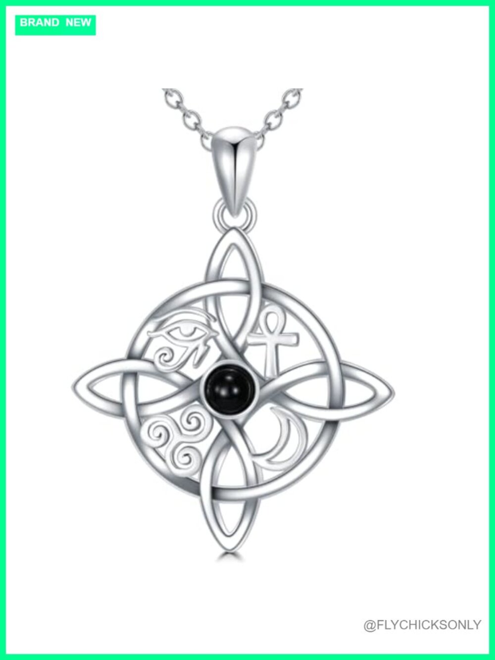925 Sterling Silver Witches Knot Pendant Necklace Wiccan Jewelry